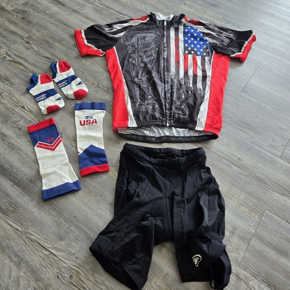 USA Flag Cycling Jersey and Shorts Set